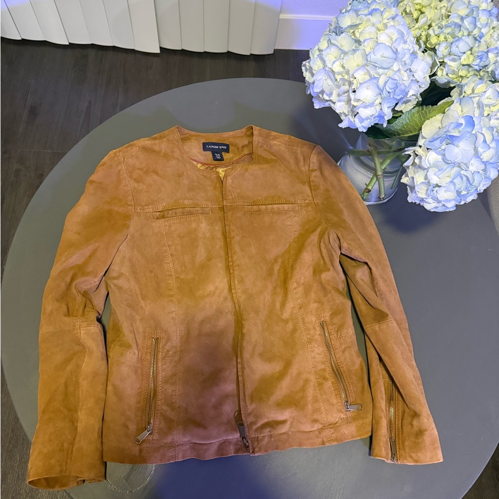 Lands' End Suede Zip Jacket in Saddle